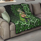 Sydney Thunder Cricket Mascot Quilt Aboriginal Dot Art Green And Black Tribal Pattern
