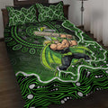 Sydney Thunder Cricket Mascot Quilt Bed Set Aboriginal Dot Art Green And Black Tribal Pattern