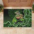Sydney Thunder Cricket Mascot Rubber Doormat Aboriginal Dot Art Green And Black Tribal Pattern