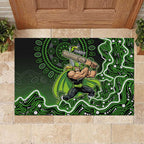 Sydney Thunder Cricket Mascot Rubber Doormat Aboriginal Dot Art Green And Black Tribal Pattern
