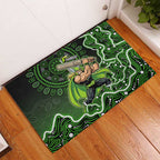 Sydney Thunder Cricket Mascot Rubber Doormat Aboriginal Dot Art Green And Black Tribal Pattern