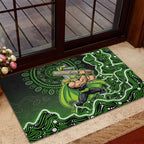 Sydney Thunder Cricket Mascot Rubber Doormat Aboriginal Dot Art Green And Black Tribal Pattern