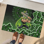 Sydney Thunder Cricket Mascot Rubber Doormat Aboriginal Dot Art Green And Black Tribal Pattern