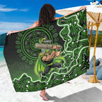 Sydney Thunder Cricket Mascot Sarong Aboriginal Dot Art Green And Black Tribal Pattern
