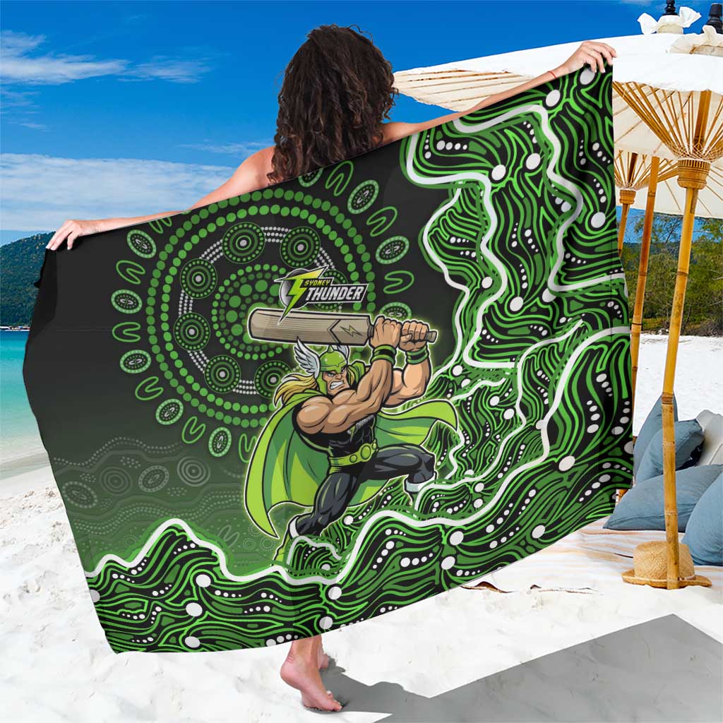 Sydney Thunder Cricket Mascot Sarong Aboriginal Dot Art Green And Black Tribal Pattern