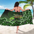 Sydney Thunder Cricket Mascot Sarong Aboriginal Dot Art Green And Black Tribal Pattern