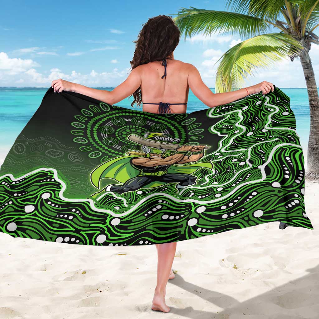 Sydney Thunder Cricket Mascot Sarong Aboriginal Dot Art Green And Black Tribal Pattern