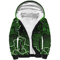 Sydney Thunder Cricket Mascot Sherpa Hoodie Aboriginal Dot Art Green And Black Tribal Pattern