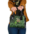 Sydney Thunder Cricket Mascot Shoulder Handbag Aboriginal Dot Art Green And Black Tribal Pattern