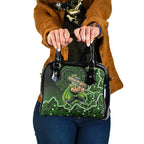 Sydney Thunder Cricket Mascot Shoulder Handbag Aboriginal Dot Art Green And Black Tribal Pattern