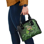 Sydney Thunder Cricket Mascot Shoulder Handbag Aboriginal Dot Art Green And Black Tribal Pattern