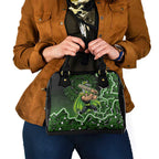 Sydney Thunder Cricket Mascot Shoulder Handbag Aboriginal Dot Art Green And Black Tribal Pattern