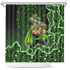 Sydney Thunder Cricket Mascot Shower Curtain Aboriginal Dot Art Green And Black Tribal Pattern