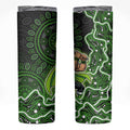 Sydney Thunder Cricket Mascot Skinny Tumbler Aboriginal Dot Art Green And Black Tribal Pattern