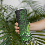 Sydney Thunder Cricket Mascot Skinny Tumbler Aboriginal Dot Art Green And Black Tribal Pattern