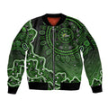 Sydney Thunder Cricket Mascot Sleeve Zip Bomber Jacket Aboriginal Dot Art Green And Black Tribal Pattern