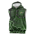 Sydney Thunder Cricket Mascot Sleeveless Hoodie Aboriginal Dot Art Green And Black Tribal Pattern