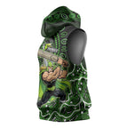 Sydney Thunder Cricket Mascot Sleeveless Hoodie Aboriginal Dot Art Green And Black Tribal Pattern