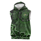 Sydney Thunder Cricket Mascot Sleeveless Zip Hoodie Aboriginal Dot Art Green And Black Tribal Pattern