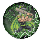 Sydney Thunder Cricket Mascot Spare Tire Cover Aboriginal Dot Art Green And Black Tribal Pattern