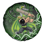 Sydney Thunder Cricket Mascot Spare Tire Cover Aboriginal Dot Art Green And Black Tribal Pattern