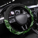 Sydney Thunder Cricket Mascot Steering Wheel Cover Aboriginal Dot Art Green And Black Tribal Pattern