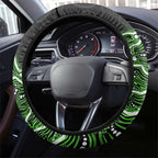 Sydney Thunder Cricket Mascot Steering Wheel Cover Aboriginal Dot Art Green And Black Tribal Pattern