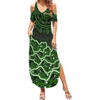 Sydney Thunder Cricket Mascot Summer Maxi Dress Aboriginal Dot Art Green And Black Tribal Pattern