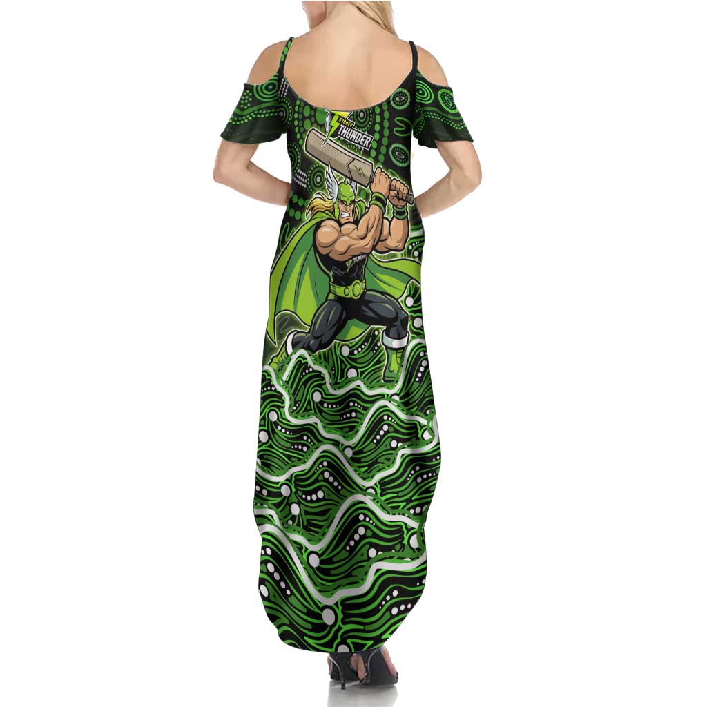 Sydney Thunder Cricket Mascot Summer Maxi Dress Aboriginal Dot Art Green And Black Tribal Pattern