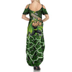 Sydney Thunder Cricket Mascot Summer Maxi Dress Aboriginal Dot Art Green And Black Tribal Pattern