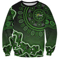 Sydney Thunder Cricket Mascot Sweatshirt Aboriginal Dot Art Green And Black Tribal Pattern