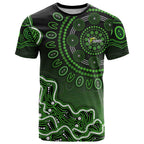 Sydney Thunder Cricket Mascot T Shirt Aboriginal Dot Art Green And Black Tribal Pattern