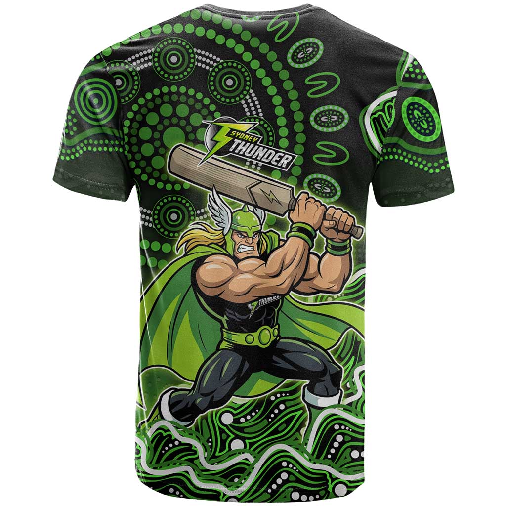 Sydney Thunder Cricket Mascot T Shirt Aboriginal Dot Art Green And Black Tribal Pattern