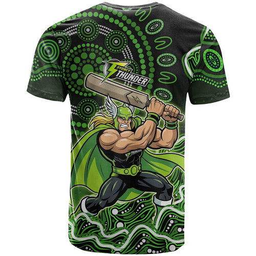 Sydney Thunder Cricket Mascot T Shirt Aboriginal Dot Art Green And Black Tribal Pattern