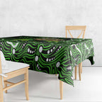 Sydney Thunder Cricket Mascot Tablecloth Aboriginal Dot Art Green And Black Tribal Pattern