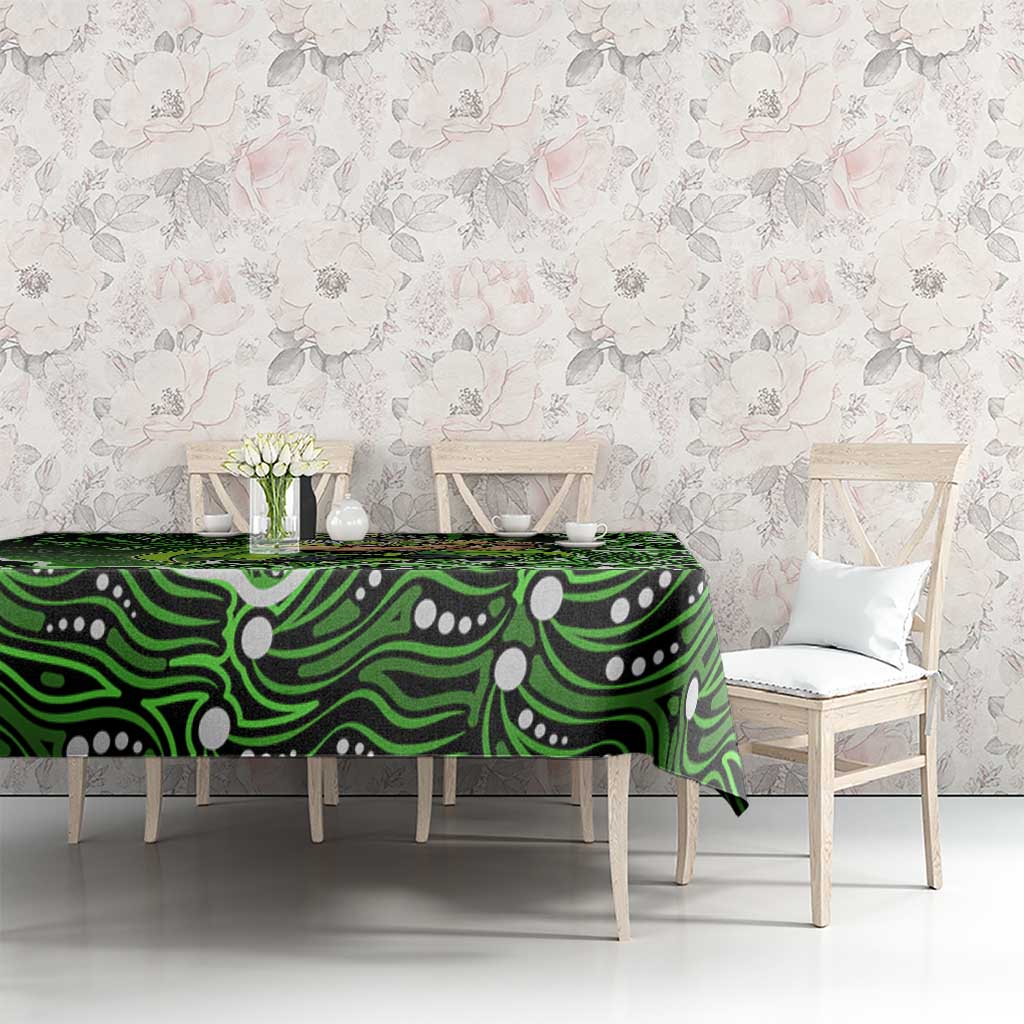 Sydney Thunder Cricket Mascot Tablecloth Aboriginal Dot Art Green And Black Tribal Pattern