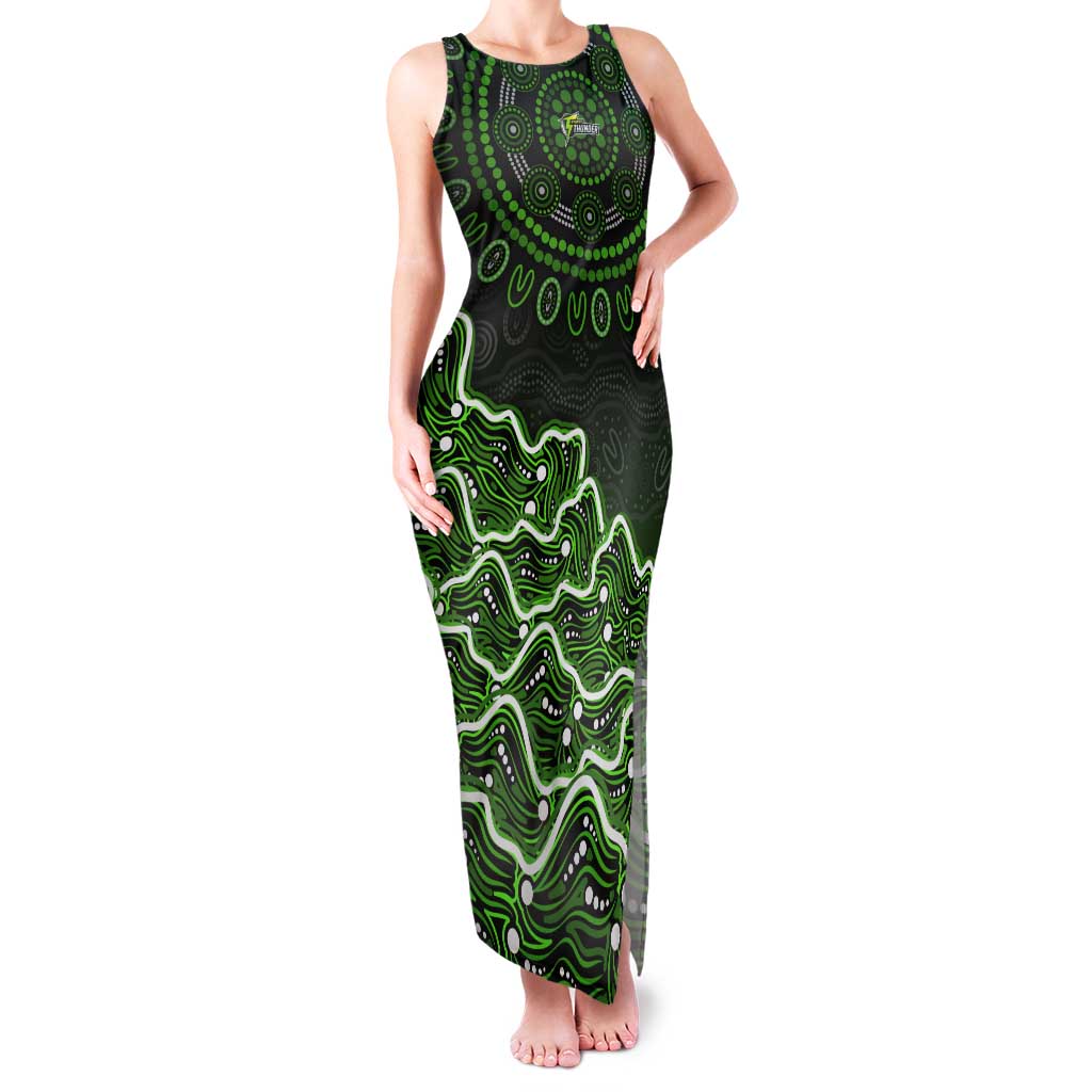 Sydney Thunder Cricket Mascot Tank Maxi Dress Aboriginal Dot Art Green And Black Tribal Pattern