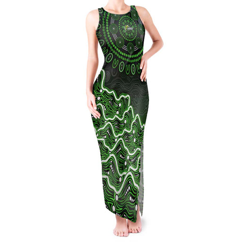 Sydney Thunder Cricket Mascot Tank Maxi Dress Aboriginal Dot Art Green And Black Tribal Pattern