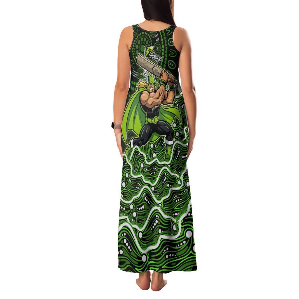 Sydney Thunder Cricket Mascot Tank Maxi Dress Aboriginal Dot Art Green And Black Tribal Pattern