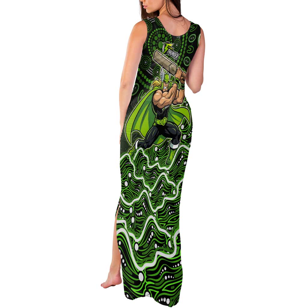 Sydney Thunder Cricket Mascot Tank Maxi Dress Aboriginal Dot Art Green And Black Tribal Pattern
