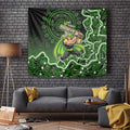 Sydney Thunder Cricket Mascot Tapestry Aboriginal Dot Art Green And Black Tribal Pattern