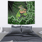 Sydney Thunder Cricket Mascot Tapestry Aboriginal Dot Art Green And Black Tribal Pattern