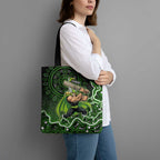Sydney Thunder Cricket Mascot Tote Bag Aboriginal Dot Art Green And Black Tribal Pattern