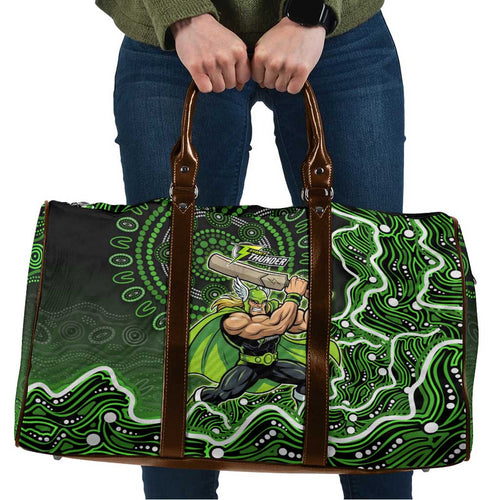 Sydney Thunder Cricket Mascot Travel Bag Aboriginal Dot Art Green And Black Tribal Pattern