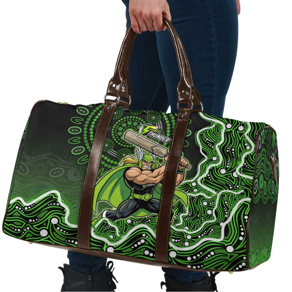 Sydney Thunder Cricket Mascot Travel Bag Aboriginal Dot Art Green And Black Tribal Pattern