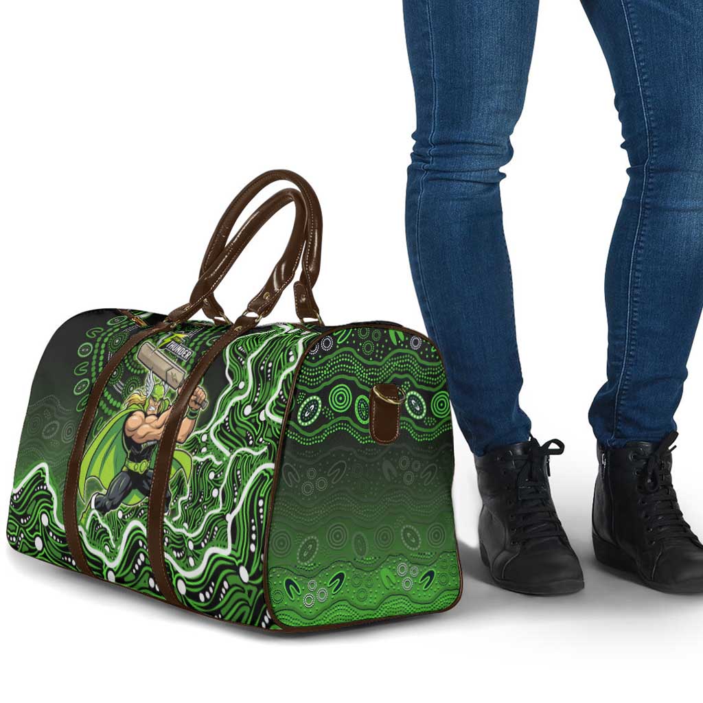 Sydney Thunder Cricket Mascot Travel Bag Aboriginal Dot Art Green And Black Tribal Pattern