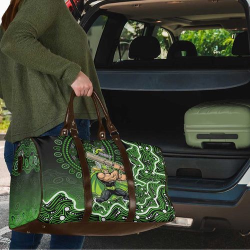 Sydney Thunder Cricket Mascot Travel Bag Aboriginal Dot Art Green And Black Tribal Pattern