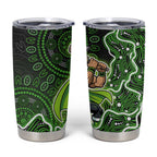 Sydney Thunder Cricket Mascot Tumbler Cup Aboriginal Dot Art Green And Black Tribal Pattern