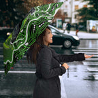 Sydney Thunder Cricket Mascot Umbrella Aboriginal Dot Art Green And Black Tribal Pattern
