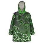 Sydney Thunder Cricket Mascot Wearable Blanket Hoodie Aboriginal Dot Art Green And Black Tribal Pattern